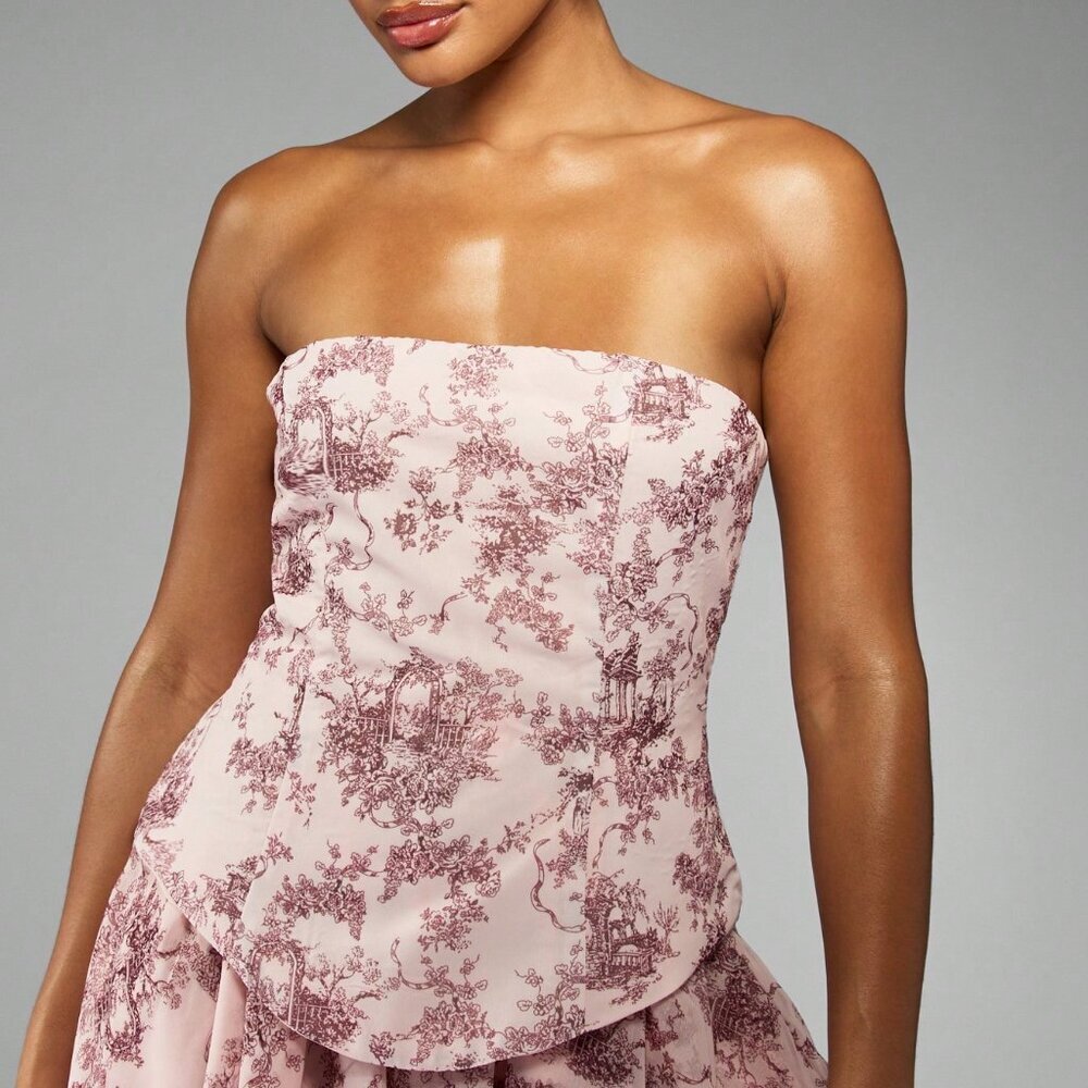 Burgundy Boho Women's Print Mini Corset Dress - Picture 6 of 6